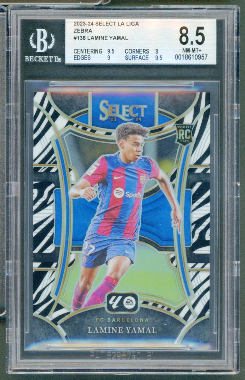 Lamine Yamal 2023-24 Select La Liga Zebra RC #136 /25 BGS 8.5 NM MT+ Image 1