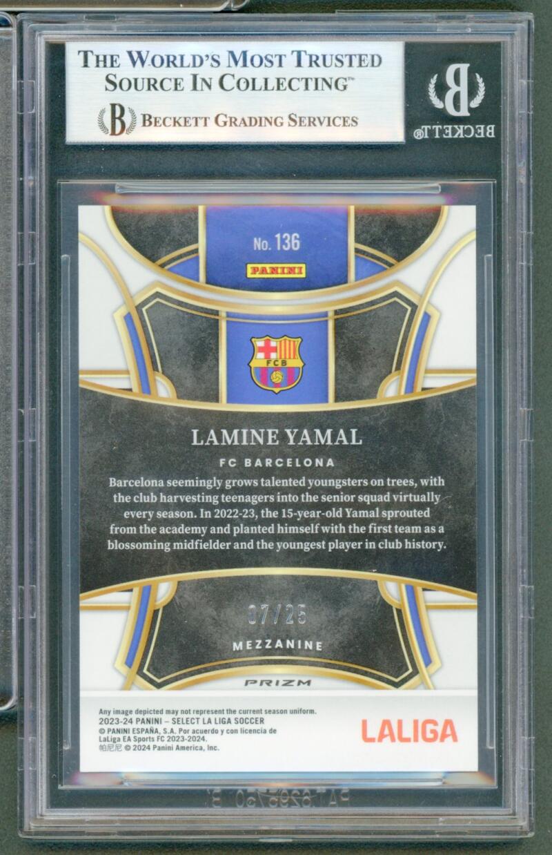 Lamine Yamal 2023-24 Select La Liga Zebra RC #136 /25 BGS 8.5 NM MT+ Image 2