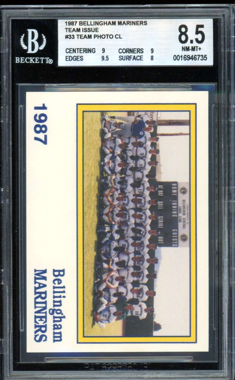 Ken Griffey Jr Team Photo Card 1987 Bellingham Mariners Team Issue #33 BGS 8.5 Image 1