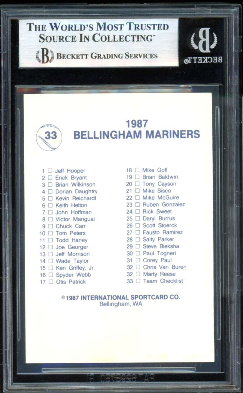 Ken Griffey Jr Team Photo Card 1987 Bellingham Mariners Team Issue #33 BGS 8.5 Image 2