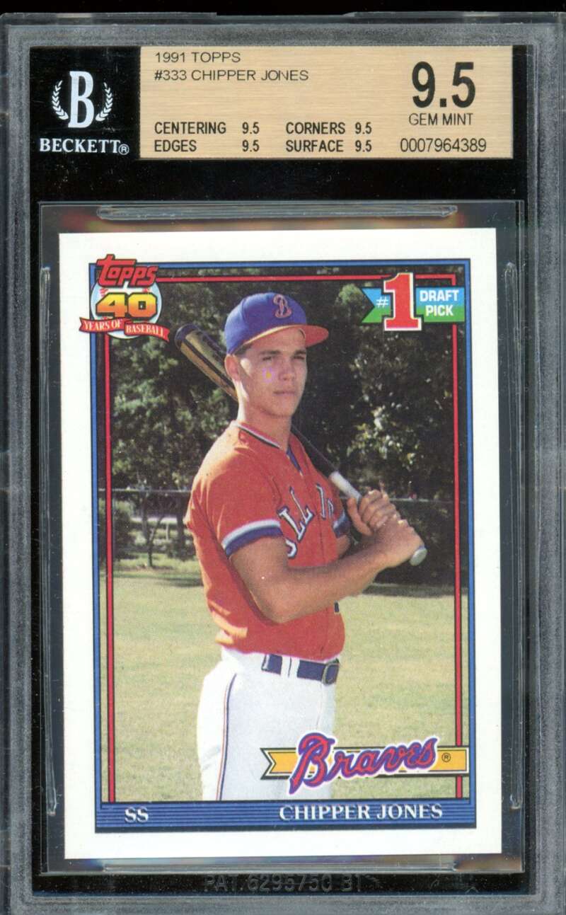 Chipper Jones Rookie Card 1991 Topps #333 BGS 9.5 Image 1