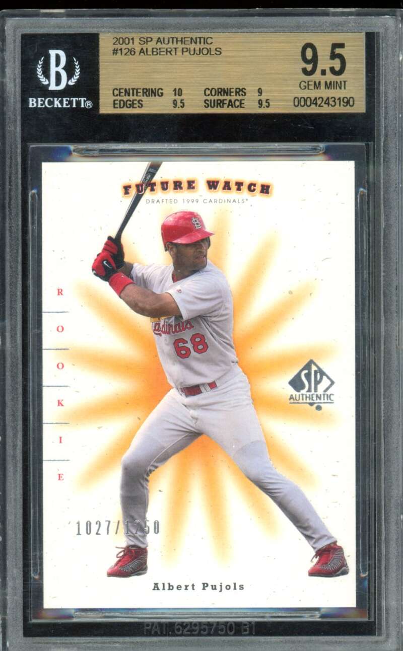 Albert Pujols Rookie Card 2001 SP Authentic #126 BGS 9.5 Image 1