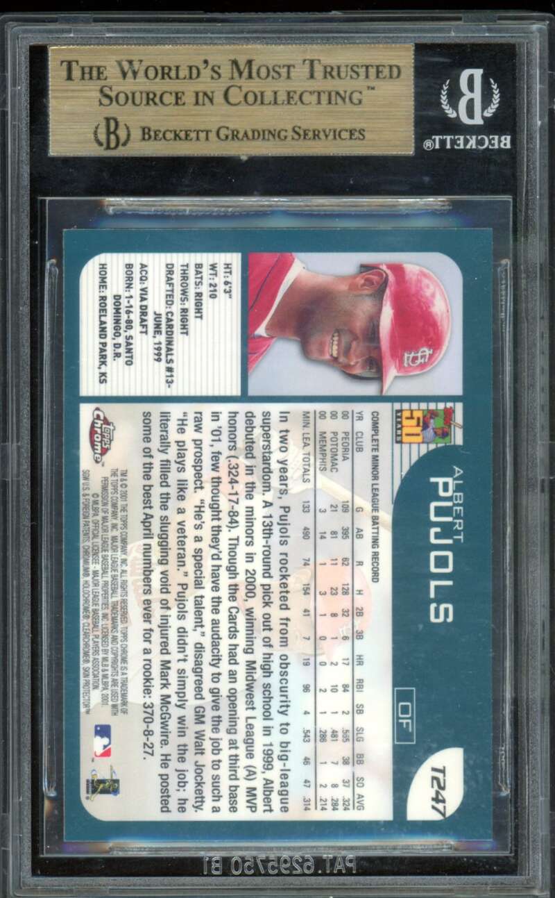 Albert Pujols Rookie Card 2001 Topps Traded Chrome #T247 BGS 9.5 Image 2