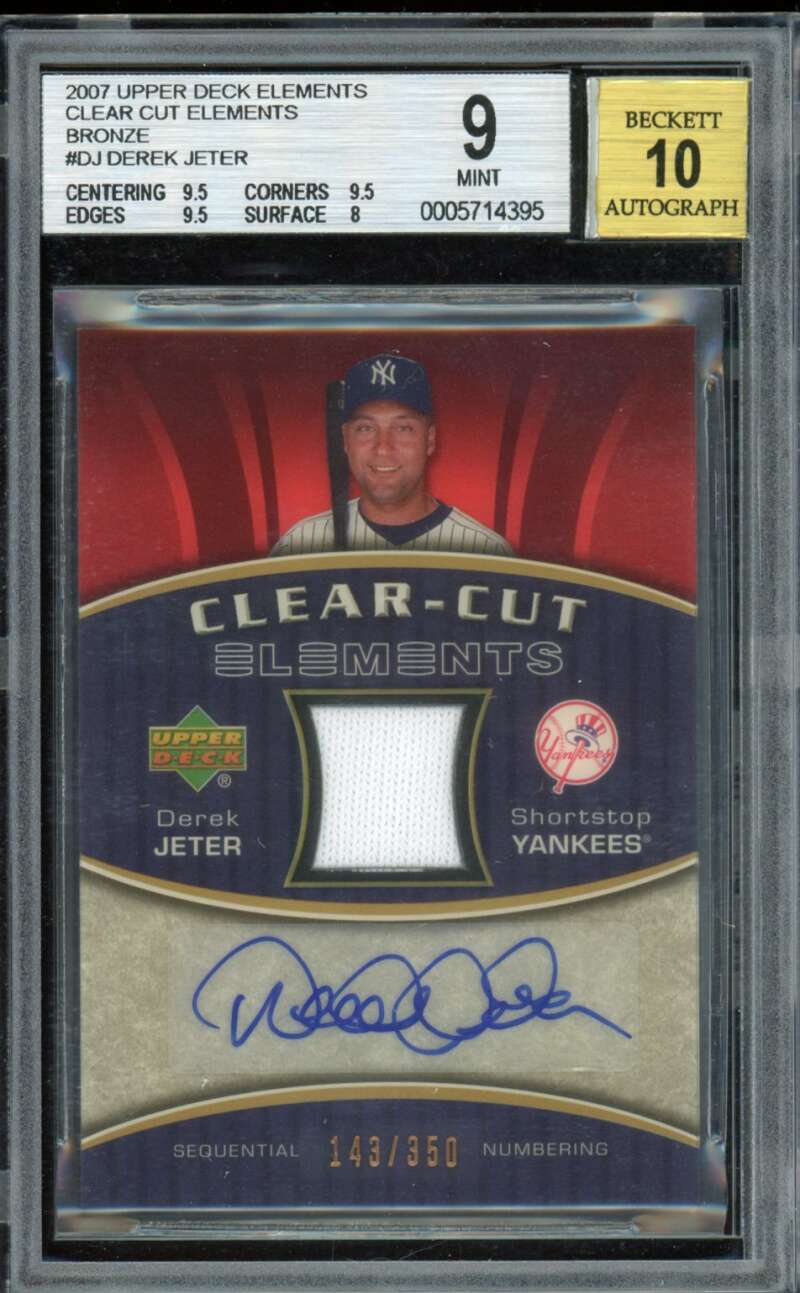 Derek Jeter Card 2007 Upper Deck Elements Clear Cut Bronze #DJ BGS 9 Image 1