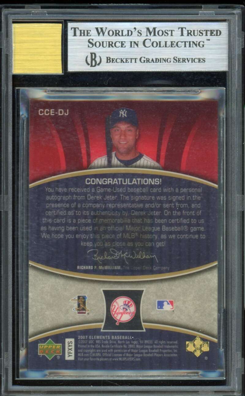 Derek Jeter Card 2007 Upper Deck Elements Clear Cut Bronze #DJ BGS 9 Image 2