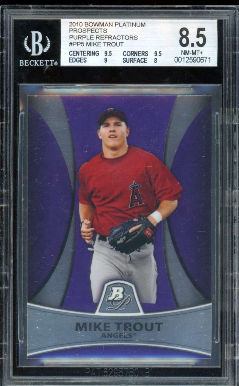 Mike Trout Rookie 2010 Bowman Platinum Prospects Purple Refractors #PP5 BGS 8.5 Image 1