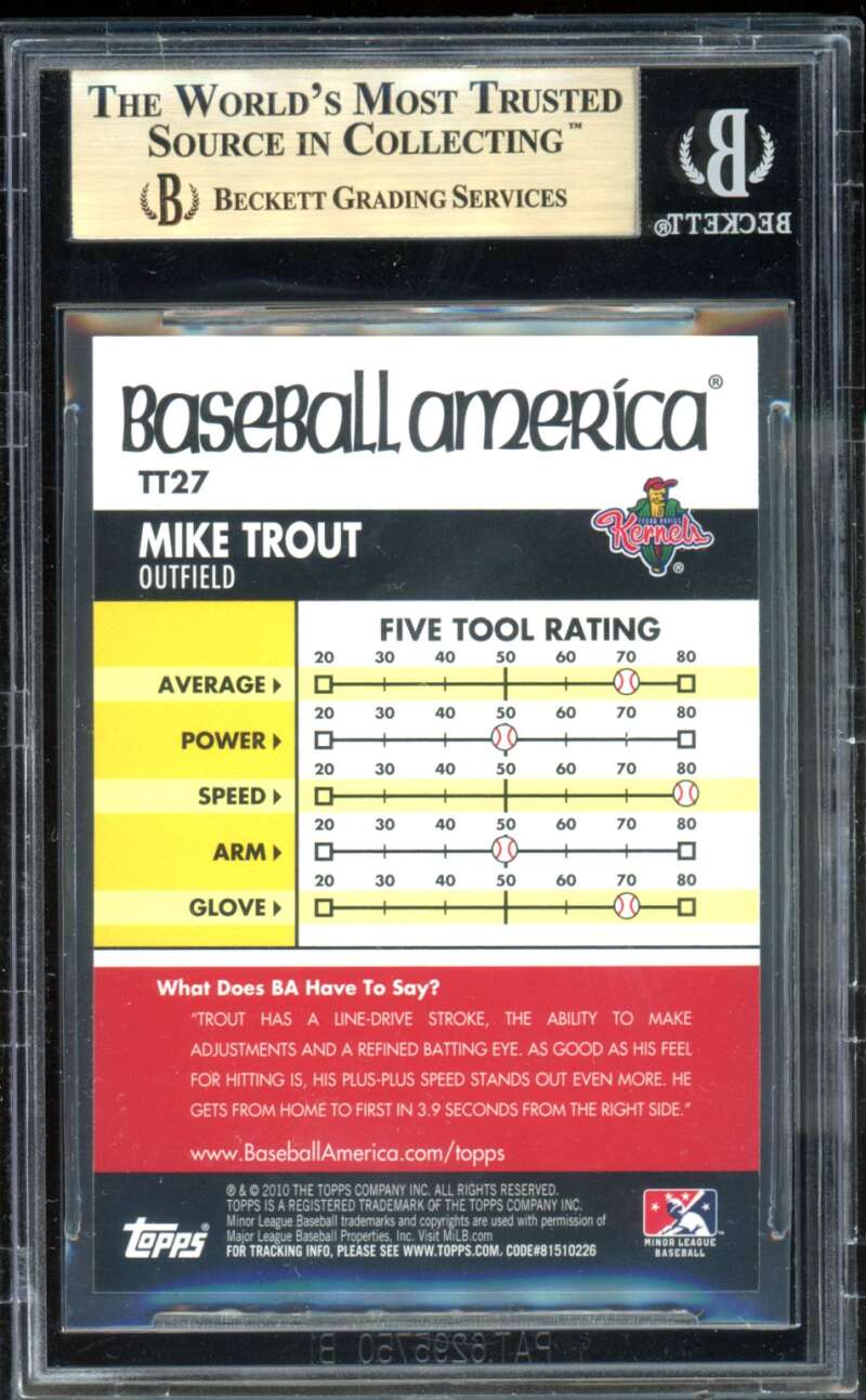 Mike Trout Card 2010 Topps Pro Debut Tools Of The Trade #TT27 BGS 9.5 Image 2
