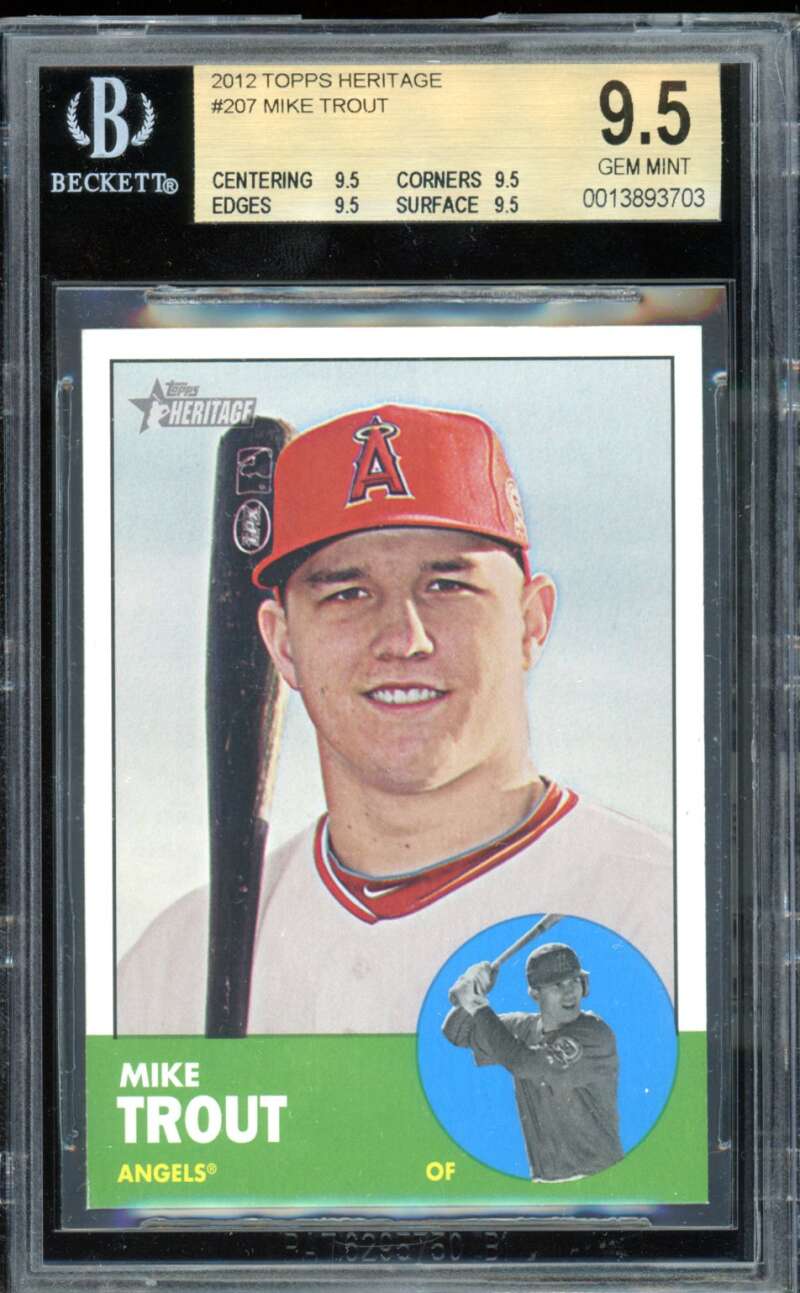 Mike Trout Card 2012 Topps Heritage #207 BGS 9.5 Image 1