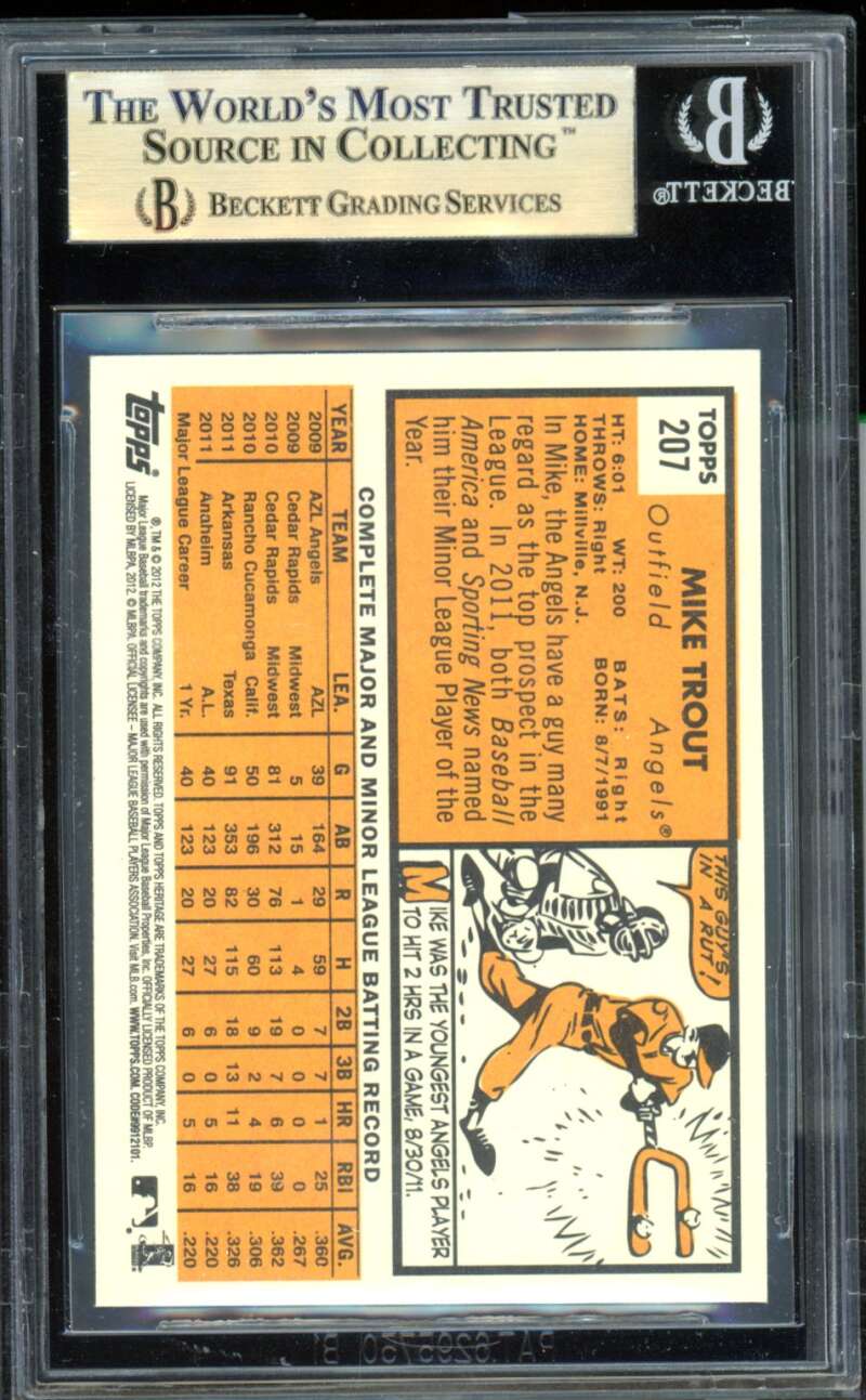 Mike Trout Card 2012 Topps Heritage #207 BGS 9.5 Image 2