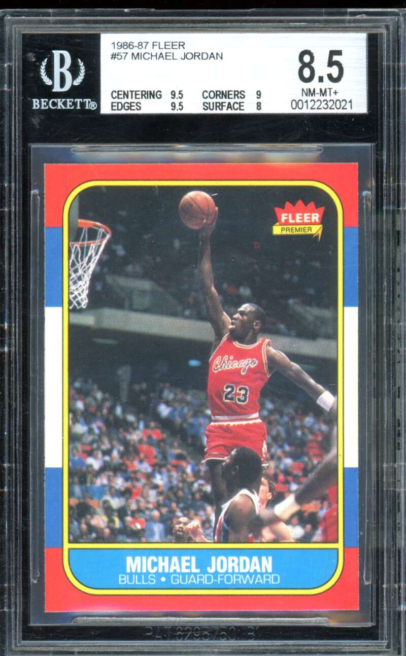 Michael Jordan Rookie Card 1986-87 Fleer #57 BGS 8.5 Image 1