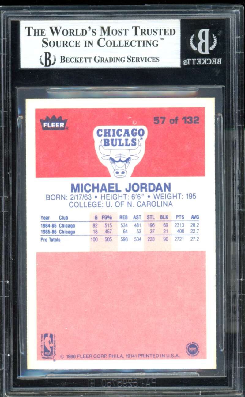 Michael Jordan Rookie Card 1986-87 Fleer #57 BGS 8.5 Image 2