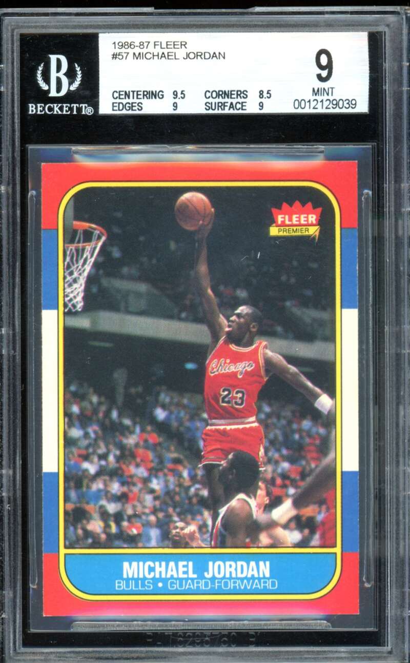 Michael Jordan Rookie Card 1986-87 Fleer #57 BGS 9 Image 1