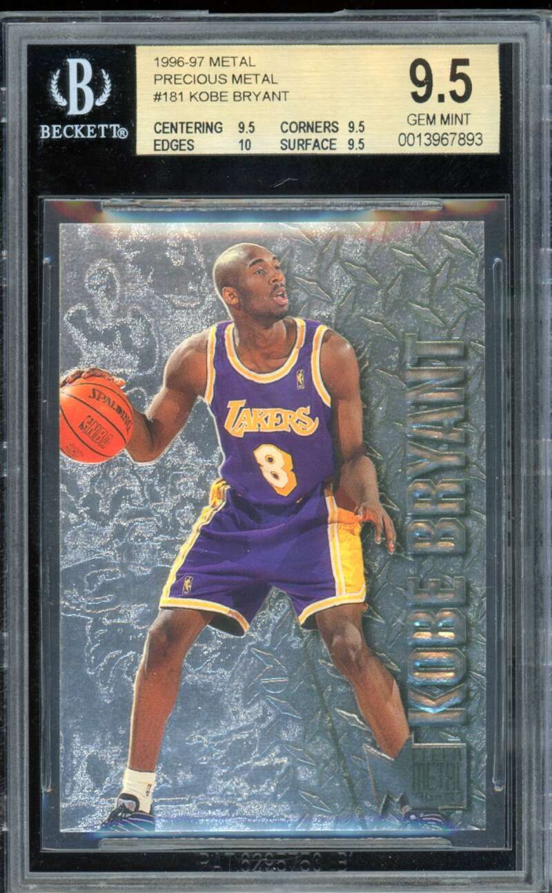 Kobe Bryant Rookie Card 1996-97 Metal Precious Metal #181 BGS 9.5 Image 1