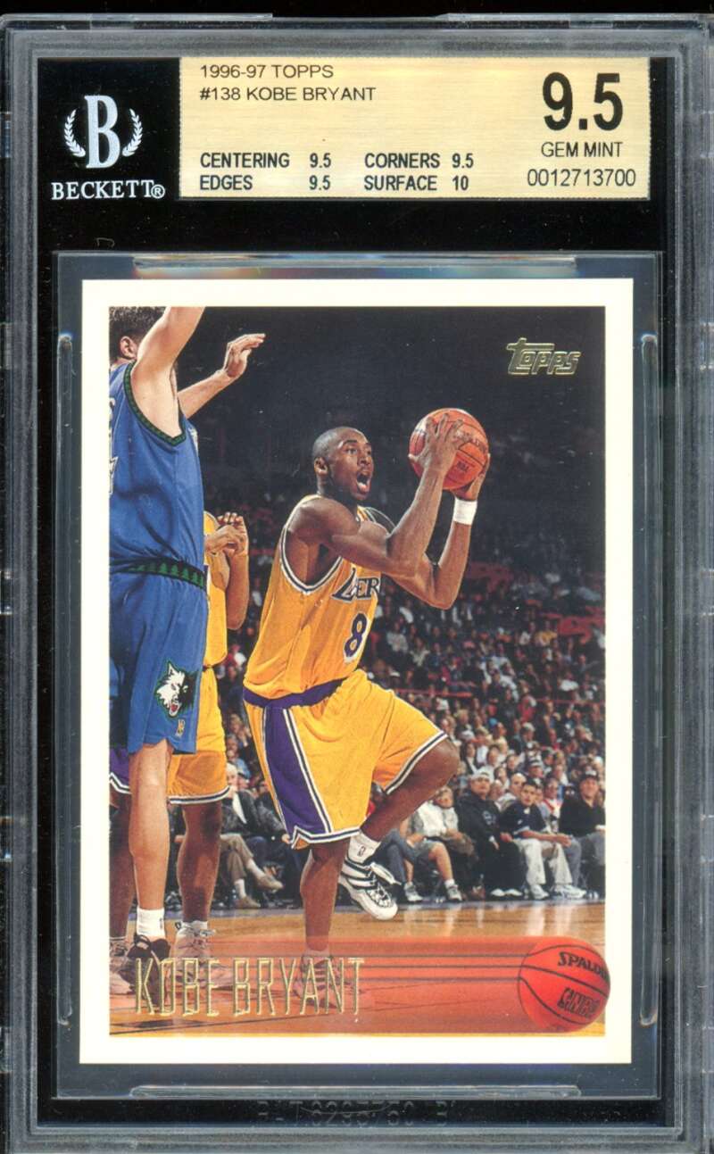 Kobe Bryant Rookie Card 1996-97 Topps #138 BGS 9.5 Image 1