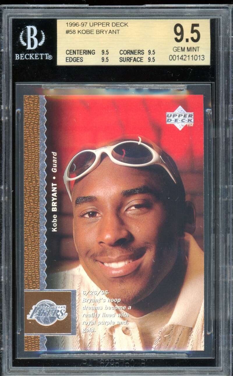 Kobe Bryant Rookie Card 1996-97 Upper Deck #58 BGS 9.5 Image 1