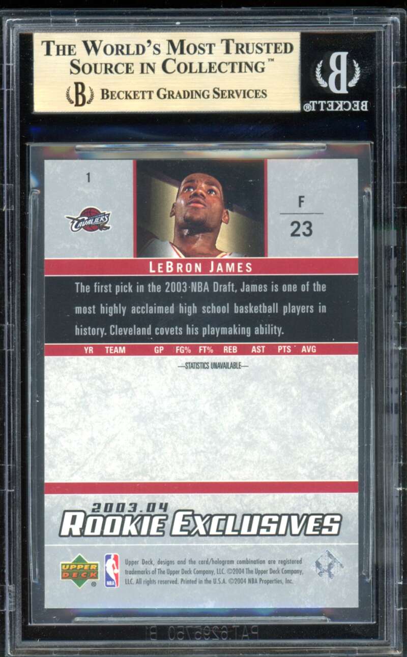LeBron James Rookie Card 2003-04 UD Rookie Exclusives #1 BGS 9.5 Image 2