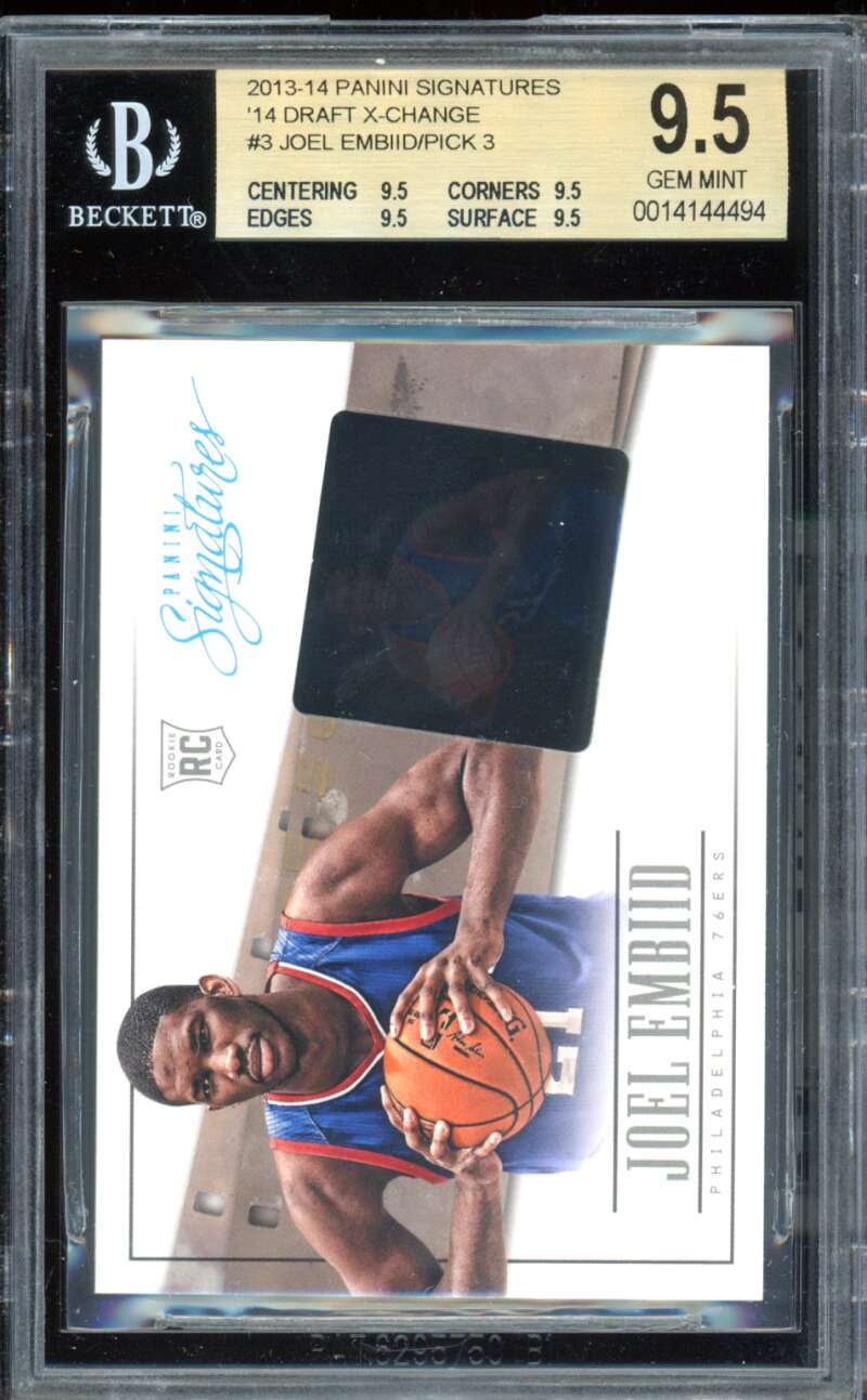 Joel Embiid Rookie Card 2013-14 Panini Signatures '14 Draft X-Change #3 BGS 9.5 Image 1