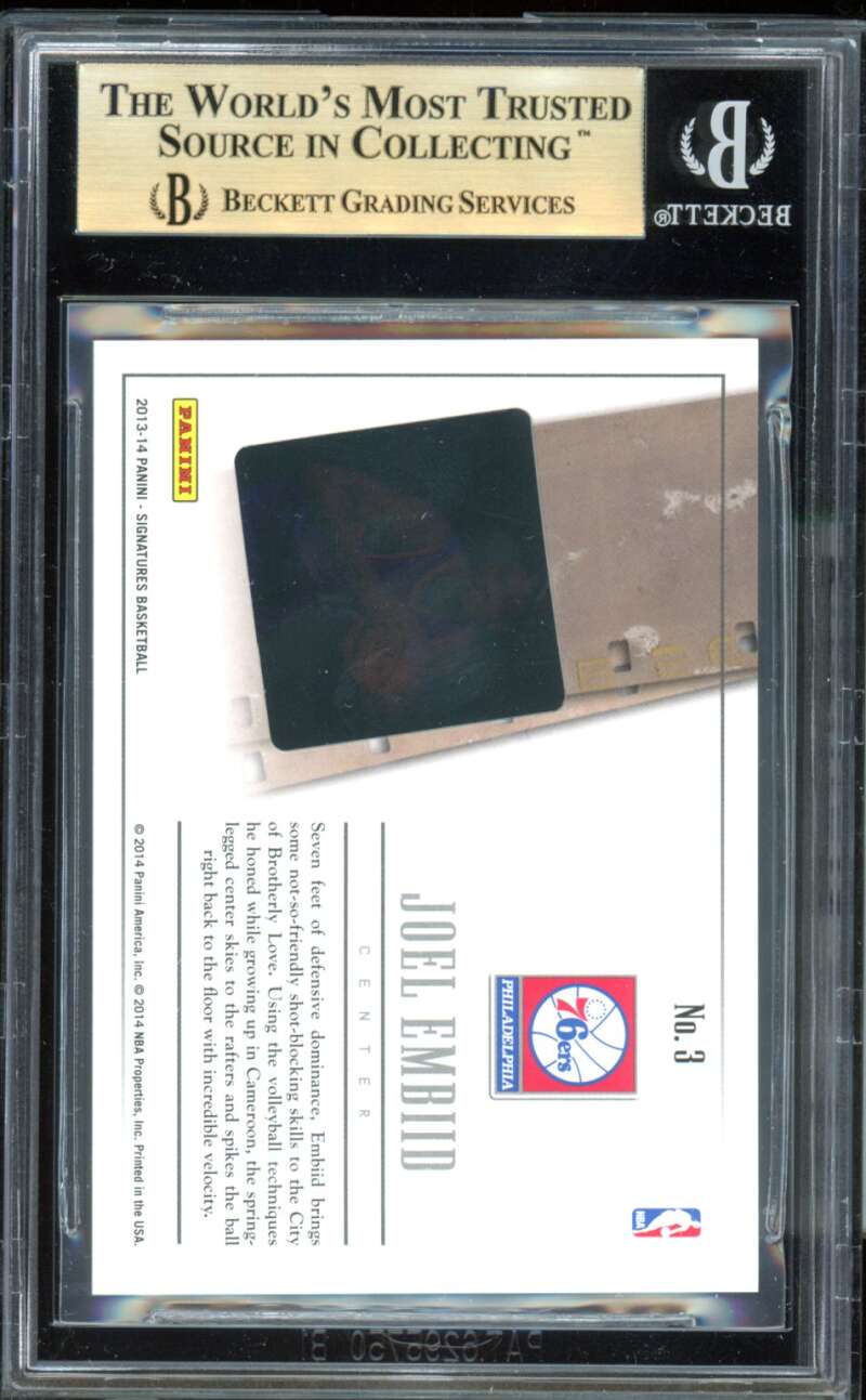 Joel Embiid Rookie Card 2013-14 Panini Signatures '14 Draft X-Change #3 BGS 9.5 Image 2