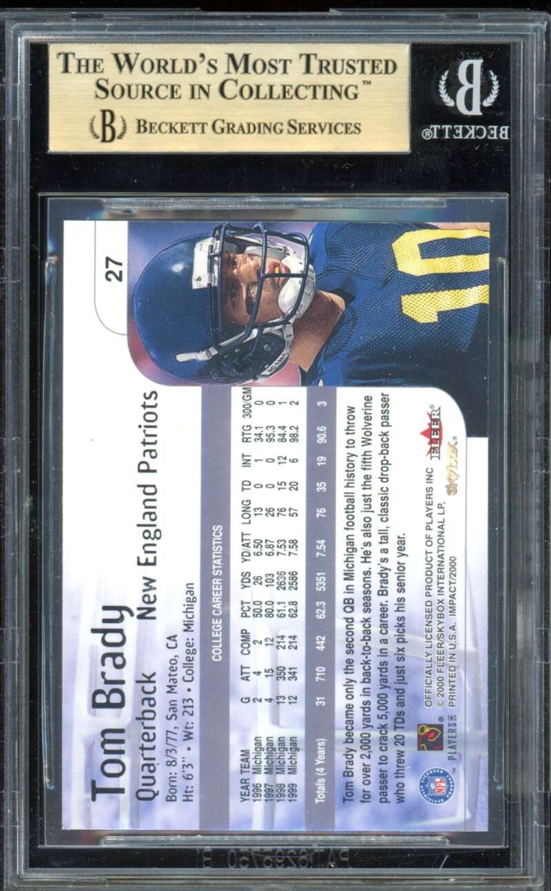 Tom Brady Rookie Card 2000 Impact #27 BGS 9.5 Image 2
