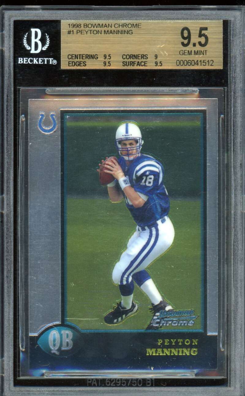 Peyton Manning Rookie Card 1998 Bowman Chrome #1 BGS 9.5 Image 1