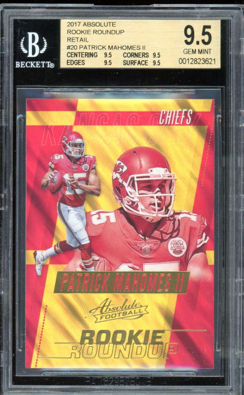 Patrick Mahomes Rookie Card 2017 Absolute Rookie Roundup Retail #20 BGS 9.5 Image 1