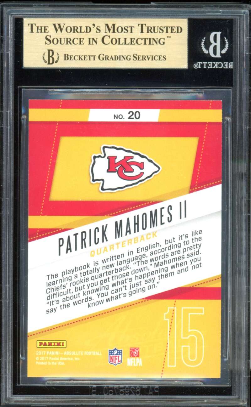 Patrick Mahomes Rookie Card 2017 Absolute Rookie Roundup Retail #20 BGS 9.5 Image 2