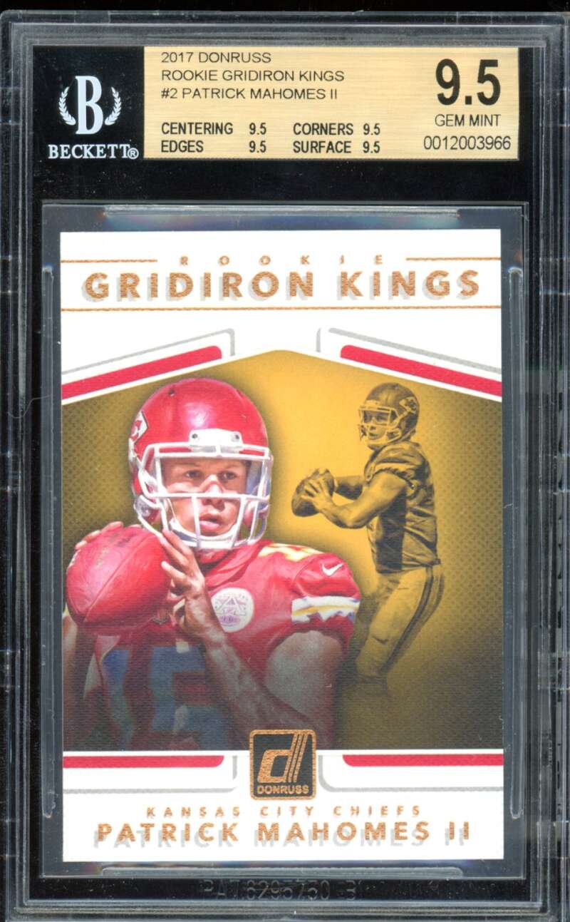 Patrick Mahomes Rookie Card 2017 Donruss Gridiron Kings #2 BGS 9.5 Image 1