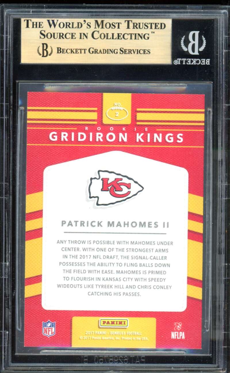 Patrick Mahomes Rookie Card 2017 Donruss Gridiron Kings #2 BGS 9.5 Image 2