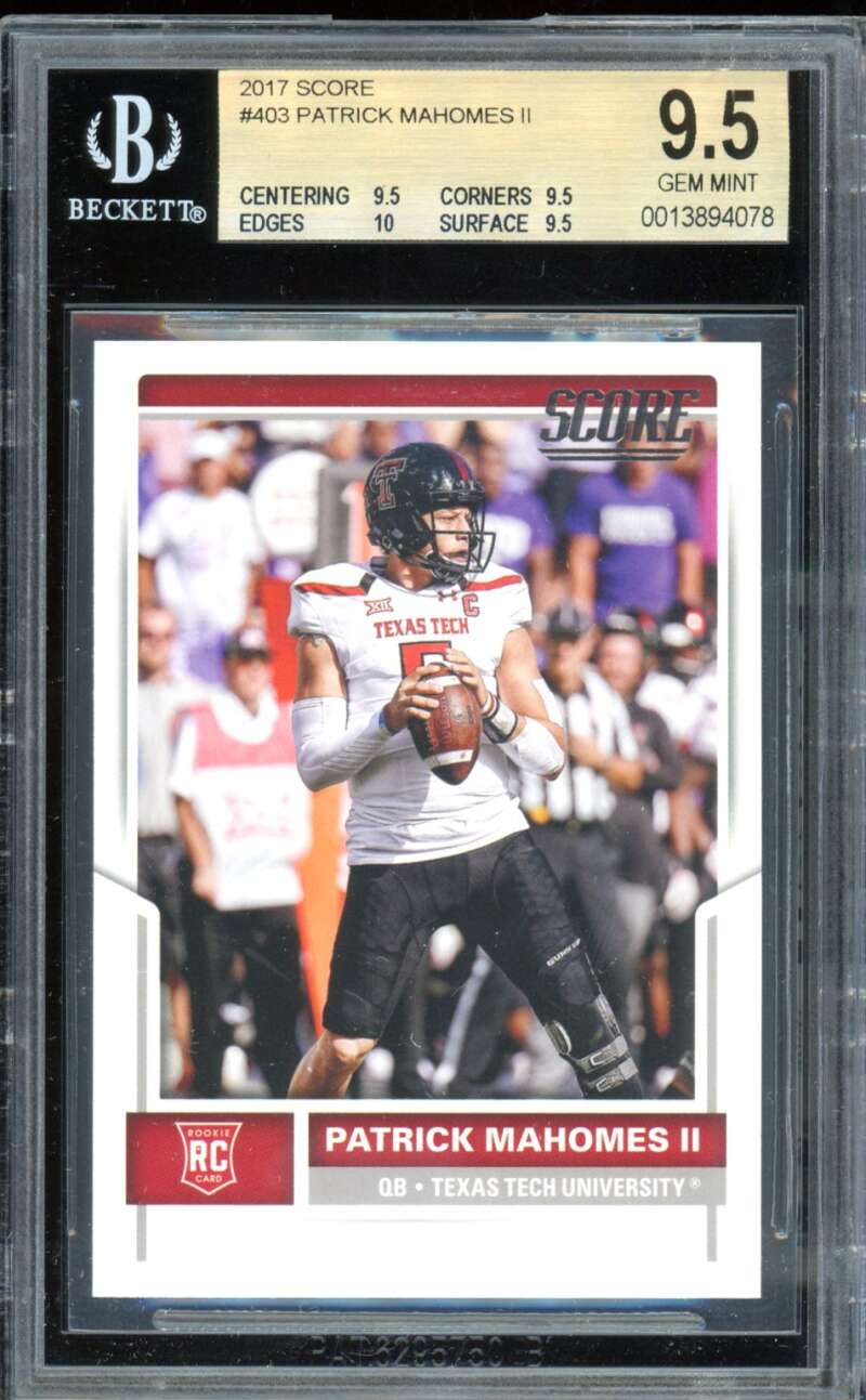 Patrick Mahomes Rookie Card 2017 Score #403 BGS 9.5 Image 1