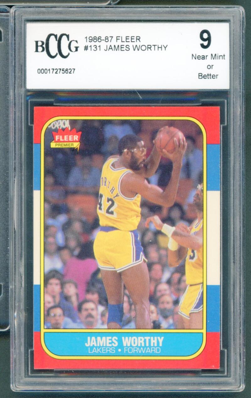 1986-87 Fleer #131 James Worthy Rookie Card BGS BCCG 9 Near Mint+ Image 1