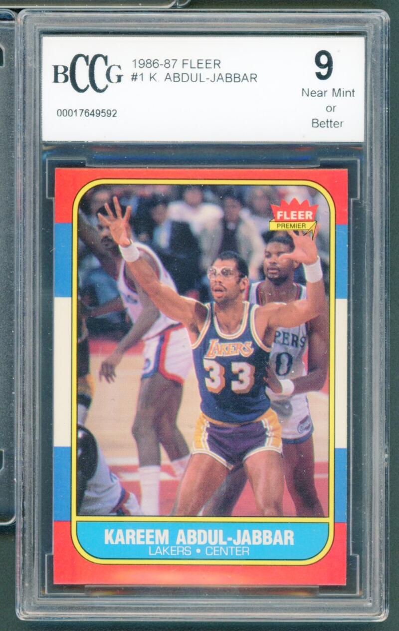 1986-87 Fleer #1 Kareem Abdul-Jabbar Card BGS BCCG 9 Near Mint+ Image 1