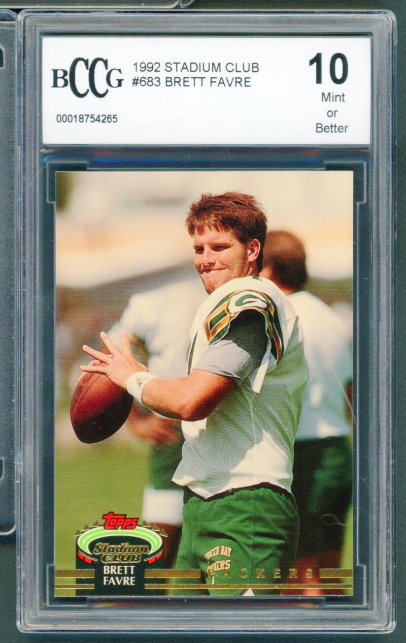1992 Stadium Club #683 Brett Favre Card BGS BCCG 10 Mint+ Image 1