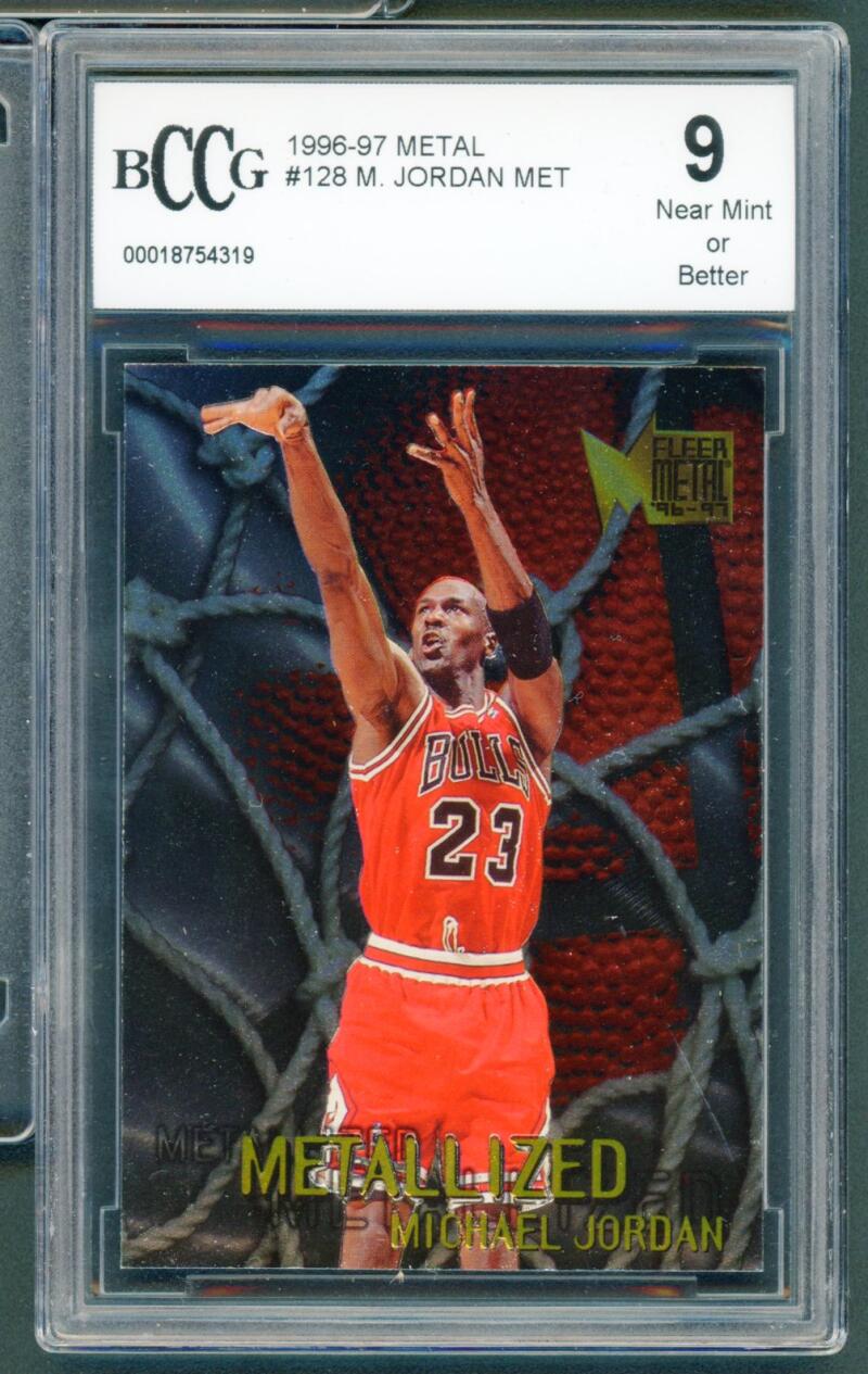 Michael Jordan Card 1996-97 Metal #128 Chicago Bulls BGS BCCG 9 Image 1