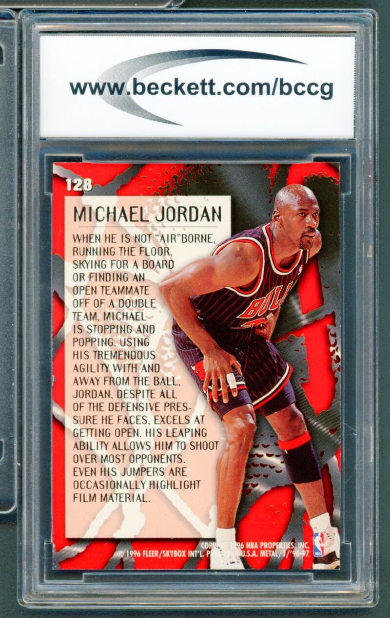 Michael Jordan Card 1996-97 Metal #128 Chicago Bulls BGS BCCG 9 Image 2