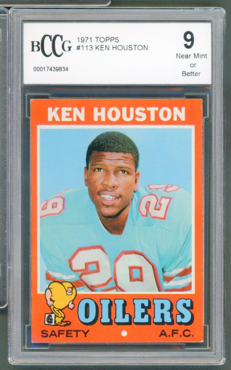 1971 Topps #113 Ken Houston Rookie Card BGS BCCG 9 Near Mint+ Image 1