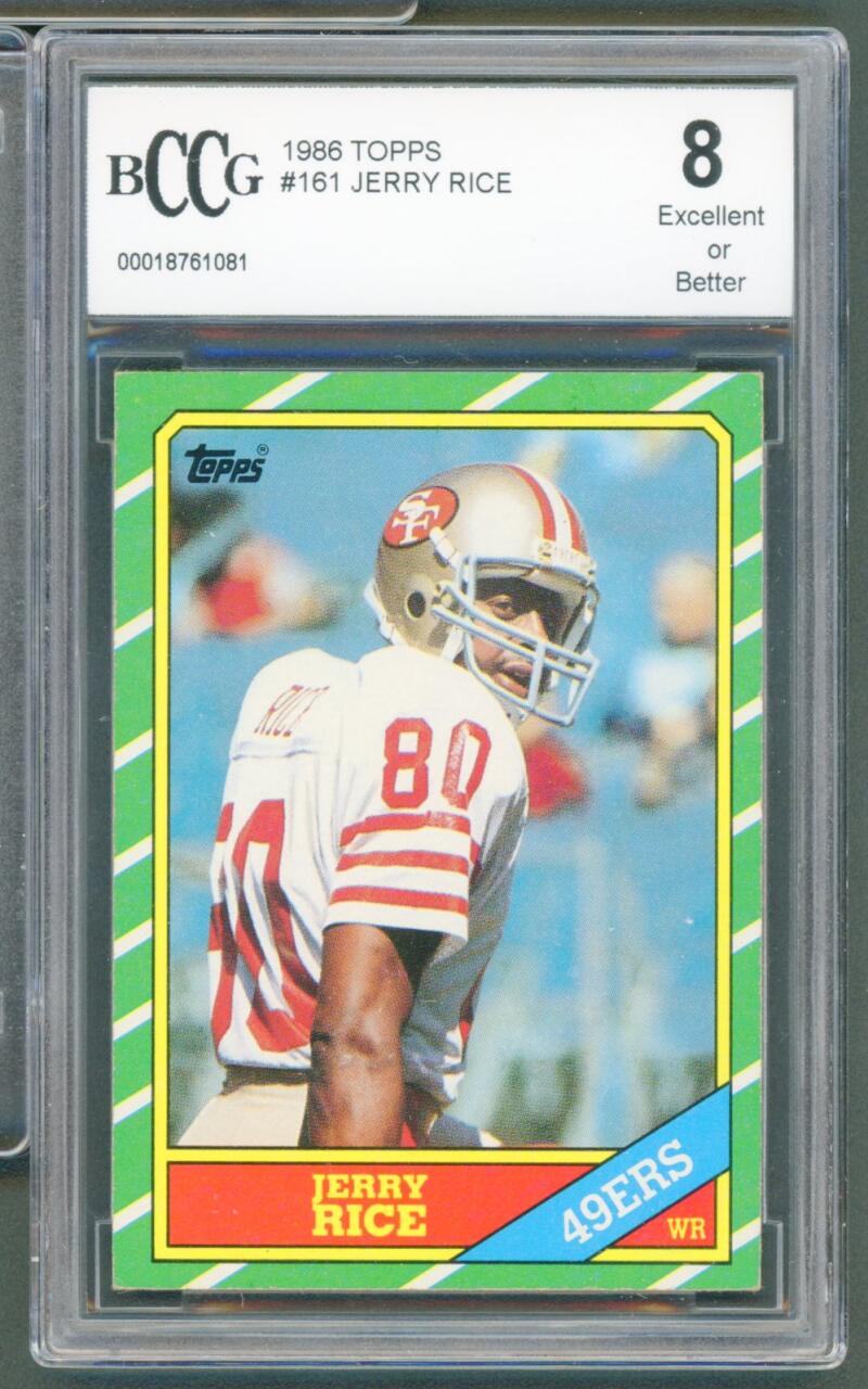 1986 topps #161 JERRY RICE san francisco 49ers rookie card BGS BCCG 8 Image 1