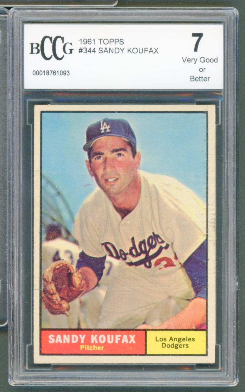 1961 Topps #344 Sandy Koufax Card BGS BCCG 7 Very Good+ Image 1