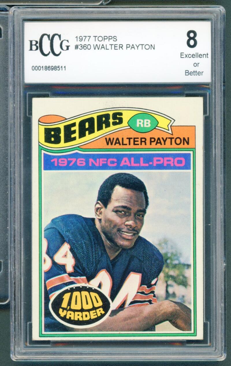 1977 Topps #360 Walter Payton Card BGS BCCG 8 Excellent+ Image 1