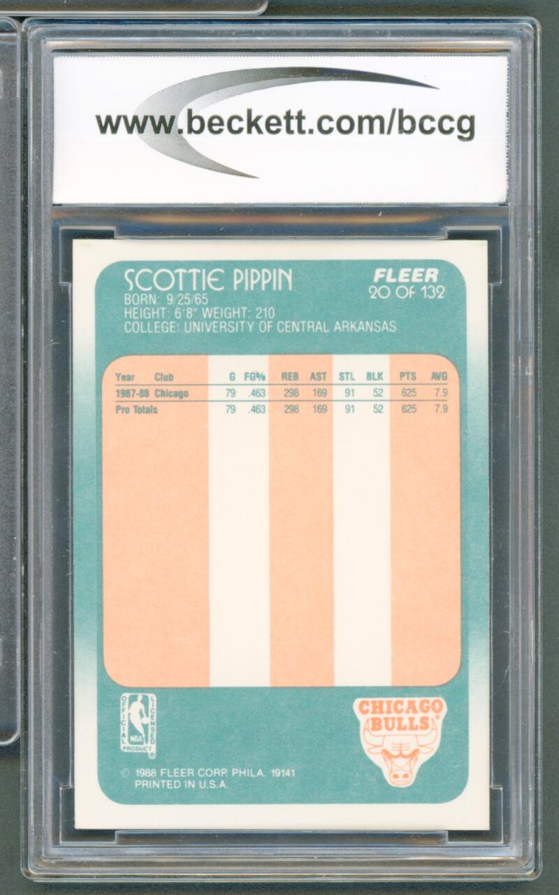 1988-89 Fleer #20 Scottie Pippen Rookie Card BGS BCCG 9 Near Mint+ Image 2