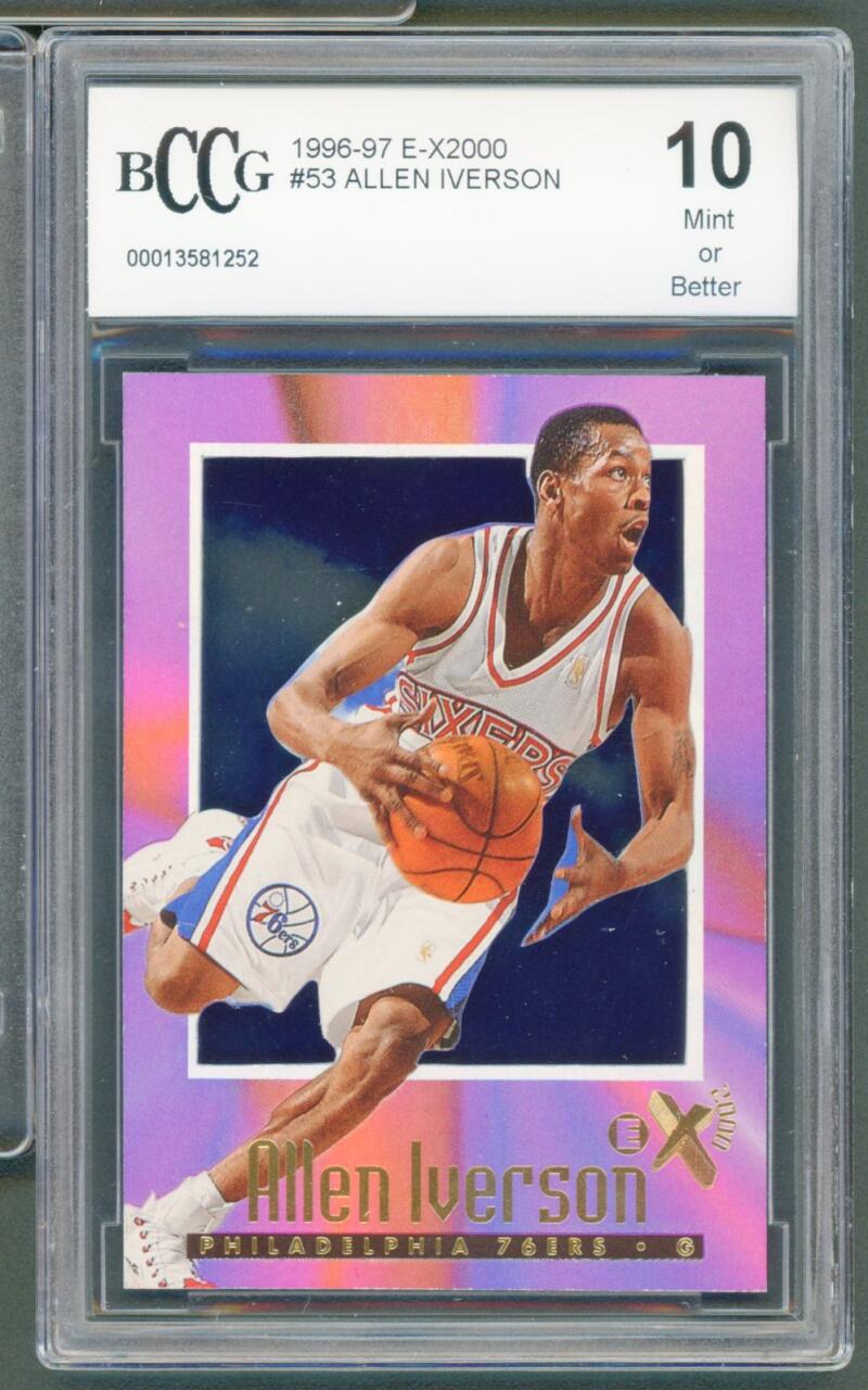 1996-97 E-X2000 #53 Allen Iverson Rookie Card BGS BCCG 10 Mint+ Image 1