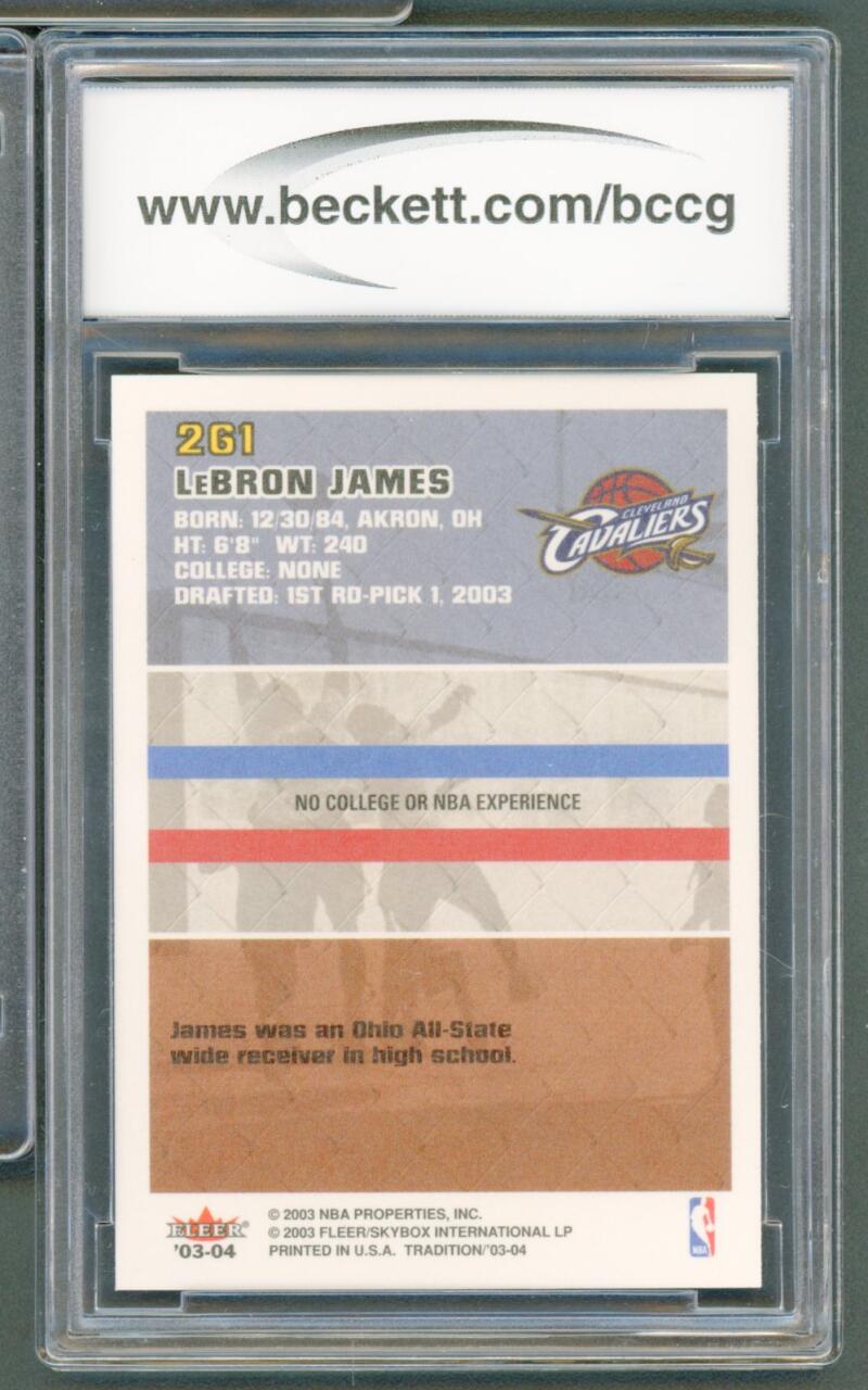 2003-04 Fleer Tradition #261 LeBron James Rookie Card BGS BCCG 10 Mint+ Image 2