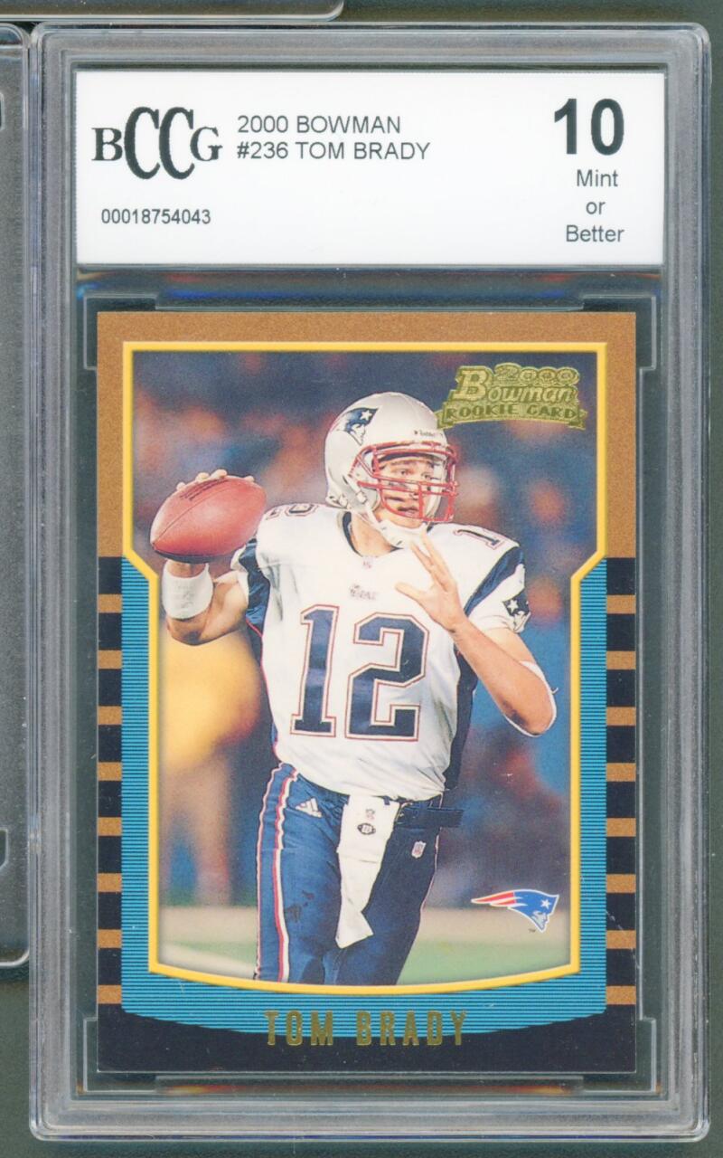 2000 Bowman #236 Tom Brady Rookie Card BGS BCCG 10 Mint+ Image 1