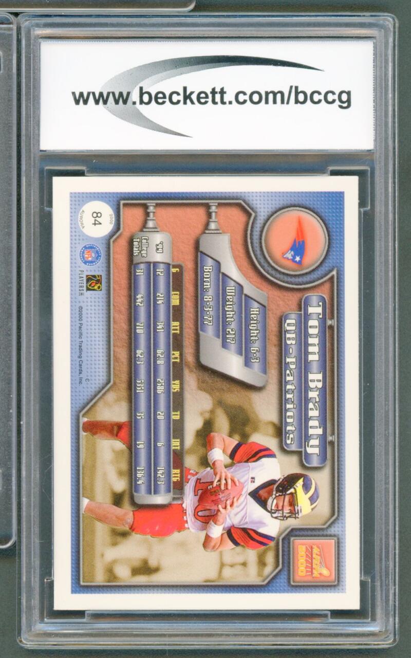2000 Aurora #84 Tom Brady Rookie Card BGS BCCG 10 Mint+ Image 2