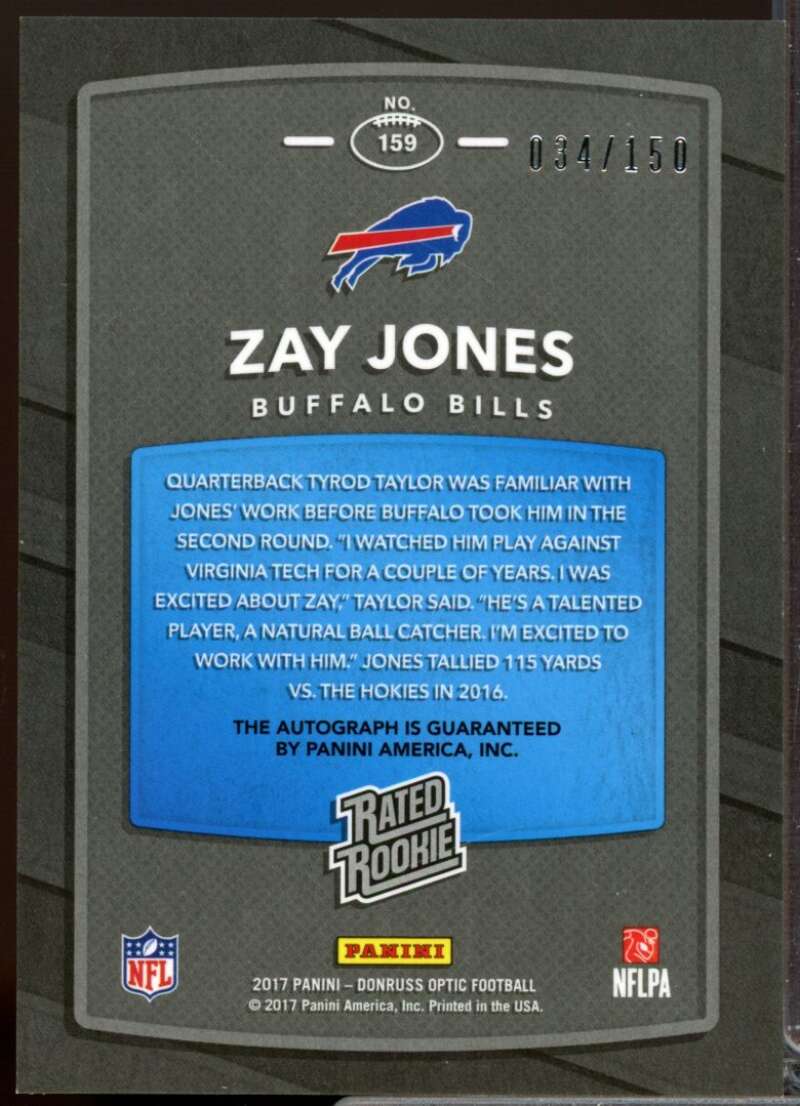 Zay Jones /150 Card 2017 Donruss Optic Rated Rookie Autographs #159  Image 2