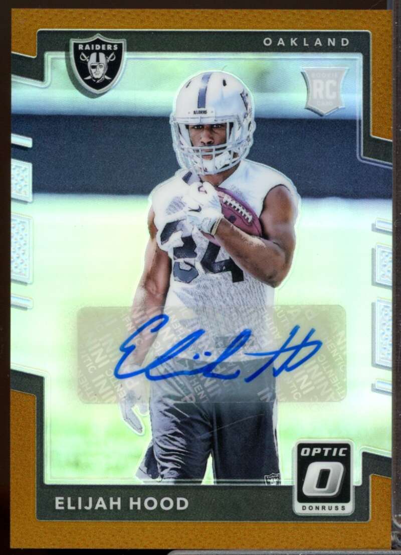 Elijah Hood Card 2017 Donruss Optic Rookie Autographs Bronze #147  Image 1