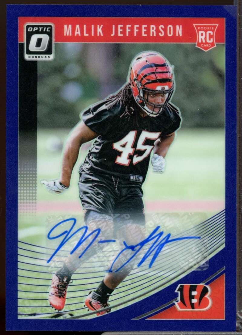 Malik Jefferson Card 2018 Donruss Optic Rookie Autographs Purple #123  Image 1