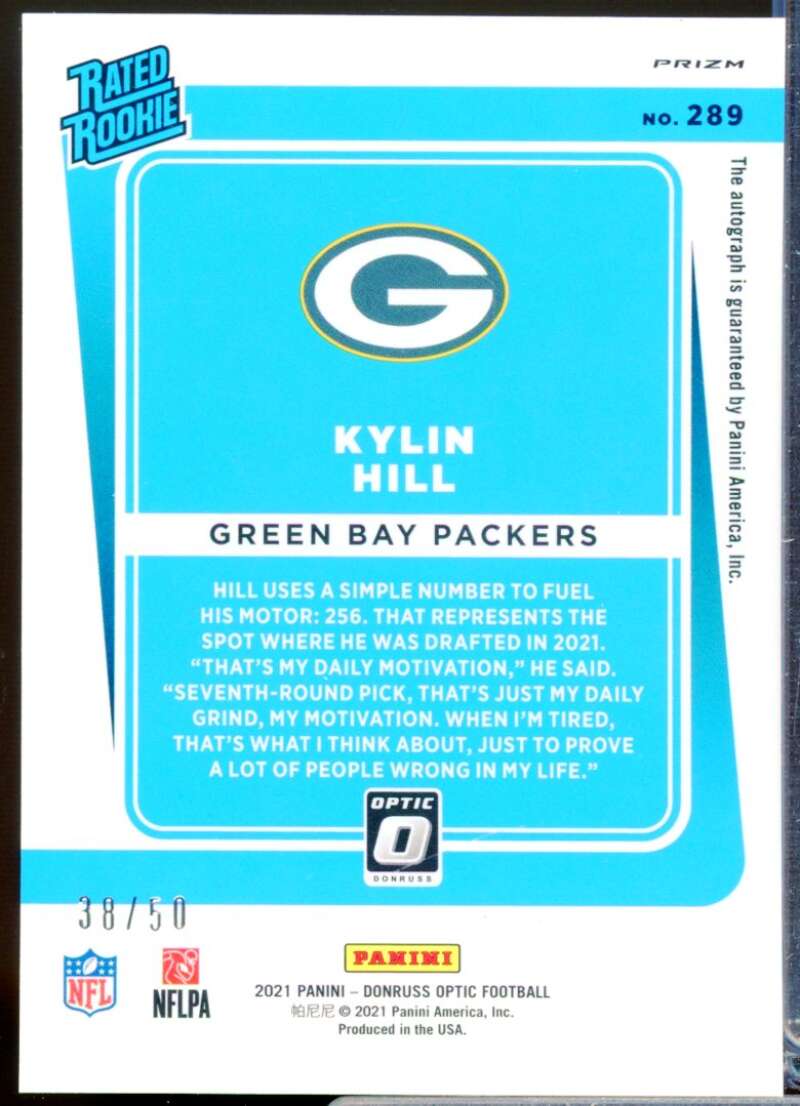 Kylin Hill Card 2021 Donruss Optic Rated Rookie Autographs Holo #289  Image 2