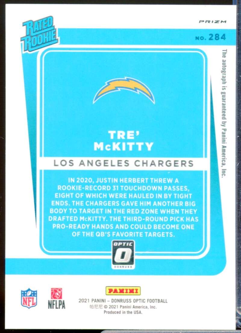 Tre' McKitty Card 2021 Donruss Optic Rated Rookie Autographs Bronze #284  Image 2
