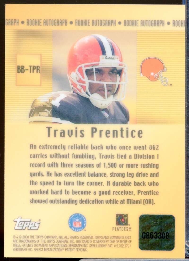 Travis Prentice Card 2000 Bowman's Best Rookie Autographs #BBTPR  Image 2