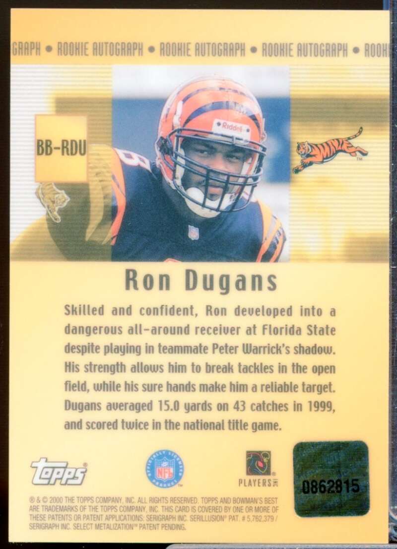 Ron Dugans Card 2000 Bowman's Best Rookie Autographs #BBRDU  Image 2
